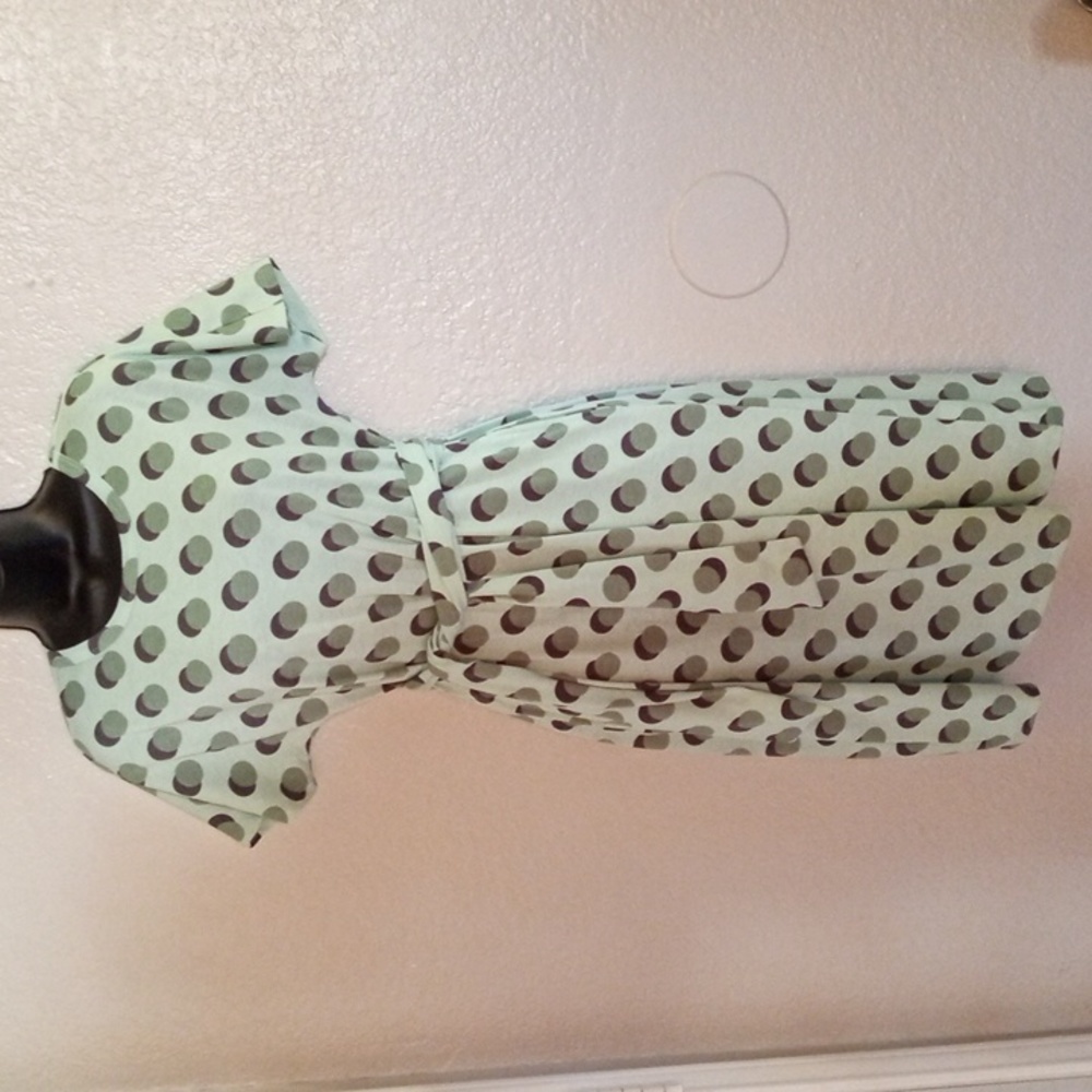 Green Polka Dot Marley Dress with Pockets and Belt